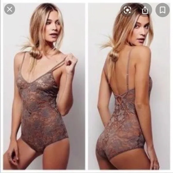 Free People Beach Black Lace Bodysuit Lingerie Top Cami Sexy Size Small - Picture 3 of 15